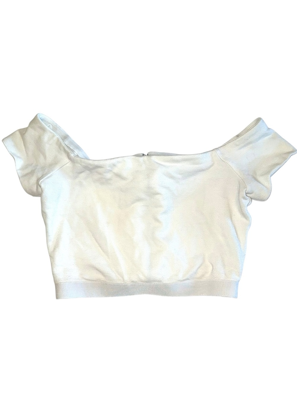Alice + Olivia Off White Zip Back Jersey Crop Top XS Original $219